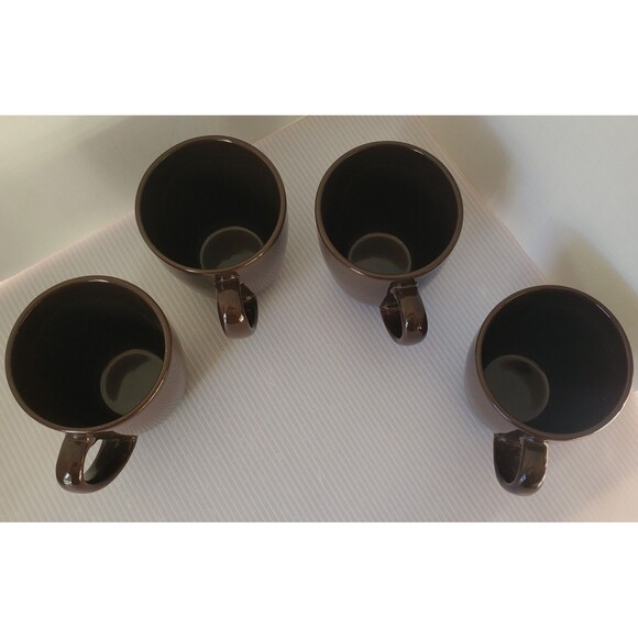 Corelle Coordinates Stoneware Chocolate Brown Mugs Lot Set Of 4 Coffee Tea Cups - Picture 7 of 8